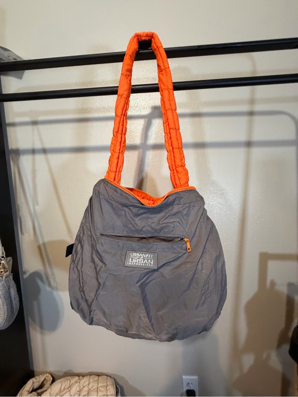Urban Expressions Orange Quilted Hobo Shoulder Bag - Picture 2 of 10